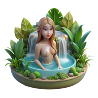 serene vintage stunning traditional A Captivating Nymph Bathing in a Crystal exclusive detailed png