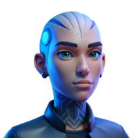 dramatic traditional Portrait of a nonbinary person with shaved head and intricate facial tattoos, lit by a cool, blue side light, cyberpunk style 4K png