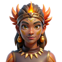 serene rustic Portrait of a woman with elaborate tribal makeup and headdress, lit by warm firelight, indigenous art style authentic png