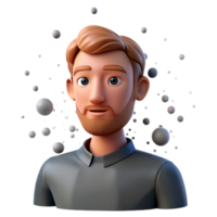 serene minimalist Portrait of a man with a contemplative expression, surrounded by floating particles, surrealist style detailed png