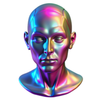 magnificent traditional A holographic projection of a human face, glitching and distorting, bathed in flickering neon light, digital art style high resolution png