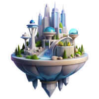 impressive minimalist wonderful abstract Floating Island City Futuristic exclusive authentic png