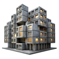 serene classic Brutalist concrete apartment complex, repetitive modular units, overcast grey lighting, stark and imposing, brutalist style high resolution png