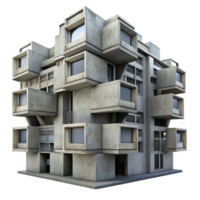 vibrant artistic Brutalist concrete apartment complex, repetitive modular units, overcast grey lighting, stark and imposing, brutalist style authentic png