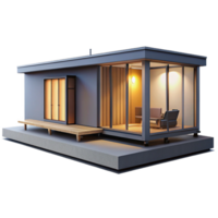 serene artistic Prefabricated modular home, minimalist design, customizable modules, studio lighting, modern architecture style high quality png