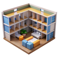 stunning contemporary Student dormitory, modular rooms, communal study areas, bright and airy design, student housing architecture high resolution png