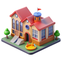 wonderful modern School building, classrooms, library, playground, vibrant and playful design, educational architecture premium png