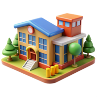 dramatic creative School building, classrooms, library, playground, vibrant and playful design, educational architecture high resolution png