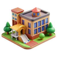 extraordinary contemporary School building, classrooms, library, playground, vibrant and playful design, educational architecture high quality png