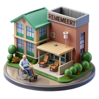 serene classic Retirement community, accessible design, communal gardens, comfortable and inviting atmosphere, senior living architecture authentic png