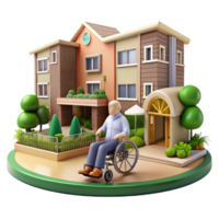 impressive rustic Retirement community, accessible design, communal gardens, comfortable and inviting atmosphere, senior living architecture high quality png