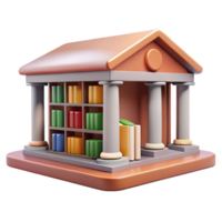 impressive artistic Library building, bookshelves, reading areas, quiet and peaceful atmosphere, library architecture premium png