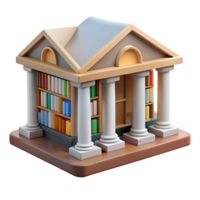 elegant artistic Library building, bookshelves, reading areas, quiet and peaceful atmosphere, library architecture premium png