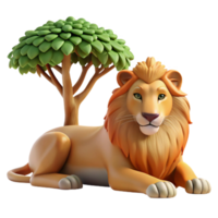 extraordinary minimalist vibrant creative A Regal Lion Resting in the Shade of a high quality detailed png