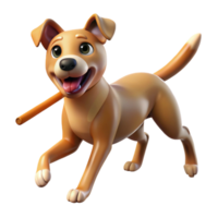 dramatic vintage A loyal dog fetching a stick, bright sunny day, action shot high resolution png