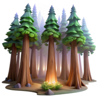 wonderful contemporary A redwood forest with towering trees, ethereal lighting, fantasy art style professional png