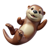 beautiful creative A playful sea otter floating on its back, calm ocean waters, playful expression high quality png