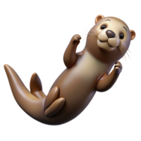 extraordinary artistic A playful sea otter floating on its back, calm ocean waters, playful expression high resolution png