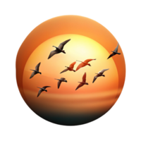 magnificent traditional A group of migrating birds flying in formation against a sunset sky, silhouette style, warm color palette genuine png