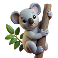 wonderful abstract A curious koala clinging to a eucalyptus tree, soft natural light, Australian outback setting authentic png