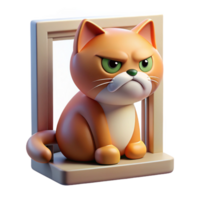 wonderful vintage wonderful contemporary A Grumpy Cat Sitting on a Windowsill Soft high quality 4K png