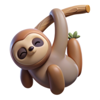 dramatic traditional vibrant creative A Sleepy Sloth Hanging Upside Down from a genuine 4K png