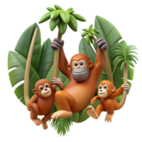 beautiful minimalist stunning contemporary A Family of Orangutans Swinging Through high quality high resolution png