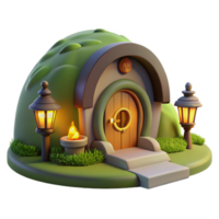 stunning creative magnificent traditional A Cozy Hobbit Hole Built Into a Grassy genuine 4K png