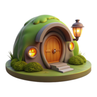 dramatic rustic impressive rustic A Cozy Hobbit Hole Built Into a Grassy premium high quality png