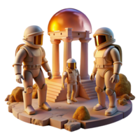 dramatic creative extraordinary minimalist A Group of Space Explorers in Retro detailed high resolution png