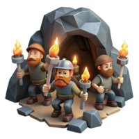 elegant classic A Group of Adventurous Dwarves Mining for detailed png