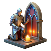 serene creative A Noble Knight in Shining Armor Kneeling high resolution png