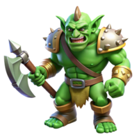 vibrant traditional A Fierce Orc Warrior with Green Skin and high quality png