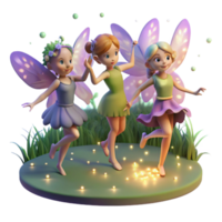 extraordinary creative vibrant artistic A Group of Playful Fairies Dancing in a detailed 4K png