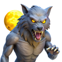 dramatic minimalist elegant artistic A Fierce Werewolf with Glowing Yellow Eyes professional premium png
