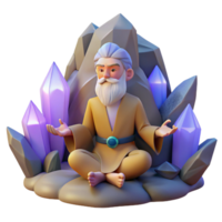 magnificent creative impressive contemporary A Wise Old Hermit Meditating in a Mountain original premium png