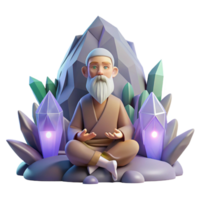 extraordinary vintage magnificent rustic A Wise Old Hermit Meditating in a Mountain high quality high quality png