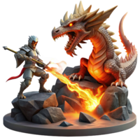impressive classic magnificent artistic A Brave Knight Battling a Fire Breathing exclusive professional png