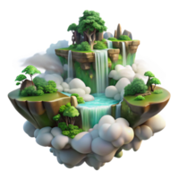 wonderful contemporary wonderful minimalist A Magical Floating Island with Waterfalls detailed 4K png