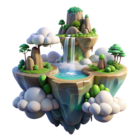 dramatic abstract beautiful minimalist A Magical Floating Island with Waterfalls premium original png