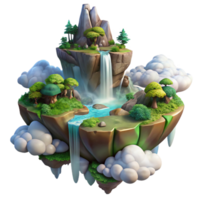 elegant artistic magnificent artistic A Magical Floating Island with Waterfalls original high quality png