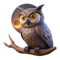 vibrant artistic magnificent rustic A Wise Old Owl with Luminous Amber Eyes detailed premium png