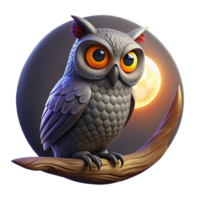 serene modern vibrant rustic A Wise Old Owl with Luminous Amber Eyes original exclusive png