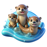 wonderful traditional A Playful Family of Otters Frolicking in authentic png