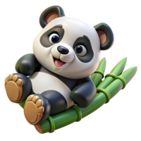 stunning abstract A playful panda cub rolling around in a patch of bamboo, lit by dappled sunlight, in a charming, cartoonish style authentic png