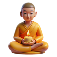 vibrant traditional Portrait of a Buddhist Monk in Meditation detailed png
