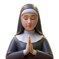 wonderful vintage Portrait of a Nun in Prayer Expressing detailed png