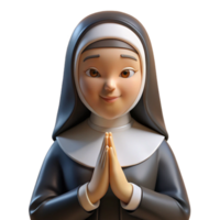 serene modern Portrait of a Nun in Prayer Expressing high resolution png