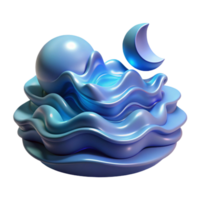 magnificent minimalist A serene, abstract representation of water, using flowing lines and cool colors, illuminated by moonlight, in an impressionist style exclusive png