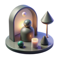 impressive modern A melancholic, abstract representation of loneliness, using muted colors and isolated shapes, lit by a single, dim light, in a surrealist style genuine png